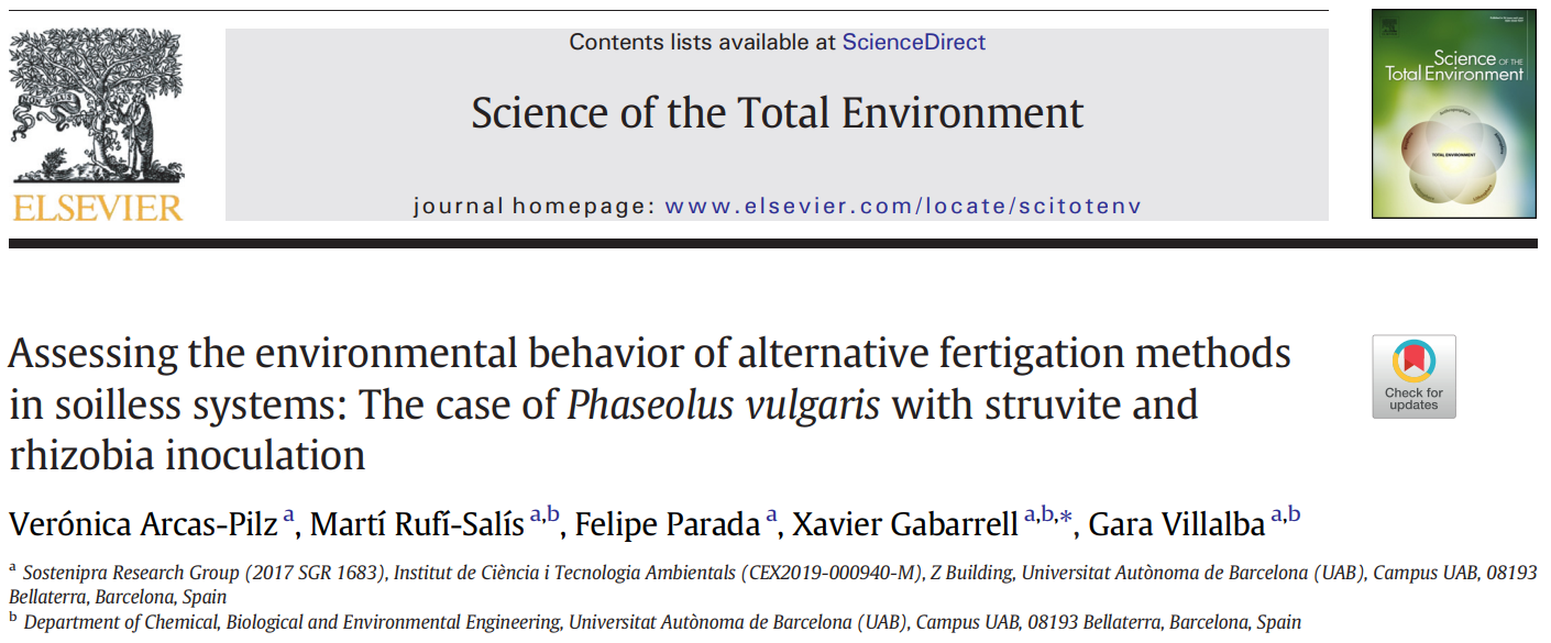 Publication in Science of the Total Environment - URBAG